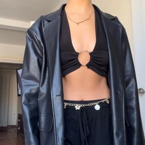 black plunge halter top